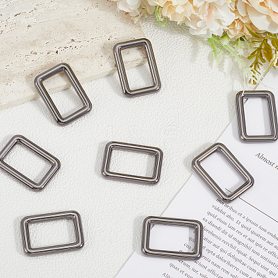 8Pcs Zinc Alloy Rectangle Buckle Ring PURS-SP0001-05B-1