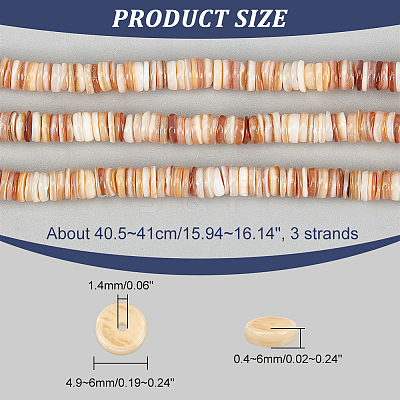 3 Strands Natural Shell Beads Strands SSHEL-NB0001-44B-1