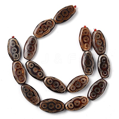 Oval with 3-Eye Pattern Tibetan Style dZi Beads Strands G-NH0001-14B-1
