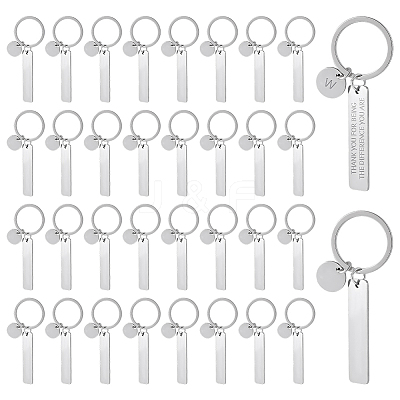 201 Stainless Steel Blank Pendant Keychains KEYC-WH0029-141-1