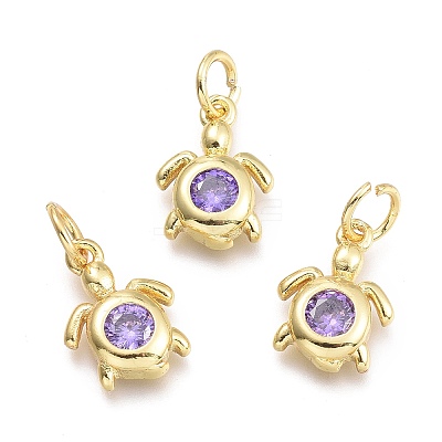 Brass Micro Pave Cubic Zirconia Pendants KK-P187-12D-G-1