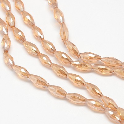 Electroplate Crystal Glass Rice Beads Strands X-EGLA-F042-A02-1