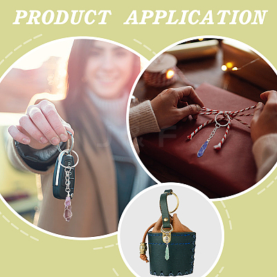 10Pcs 5 Colors Natural Gemstone Keychain KEYC-ME00004-1