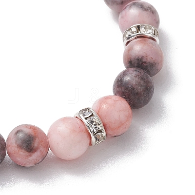 8.5mm Round Natural Pink Zebra Jasper Beaded Stretch Bracelets BJEW-JB10256-03-1