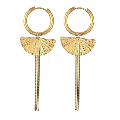 304 Stainless Steel & 201 Stainless Steel Snake Chain Tassel Dangle Earrings EJEW-JE07388-1