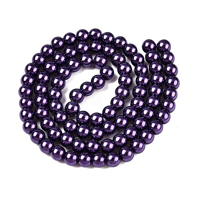 Baking Paint Pearlized Glass Pearl Round Bead Strands X-HY-Q003-6mm-20-1