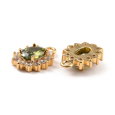 Golden Brass Micro Pave Cubic Zirconia Charms X-ZIRC-Z023-04B-NR-1