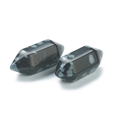 Faceted No Hole Natural Snowflake Obsidian Healing Stones G-K034-20mm-09-1