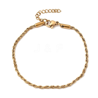 304 Stainless Steel Rope Chain Bracelets for Women BJEW-P395-01G-1
