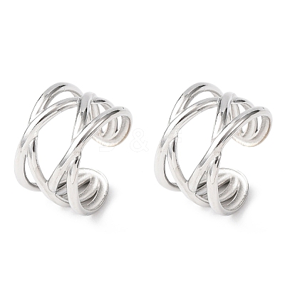 304 Stainless Steel C-Shaped Cuff Earrings EJEW-K268-86P-1