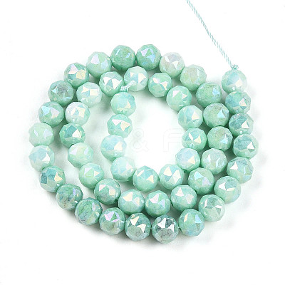 Anti-Tarnish Electroplate Glass Beads Strands X-GLAA-N010-8mm-03-1