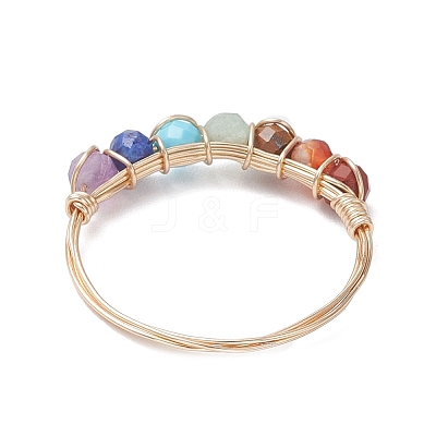 Natural Gemstone Chakra Finger Rings RJEW-JR00949-01-1