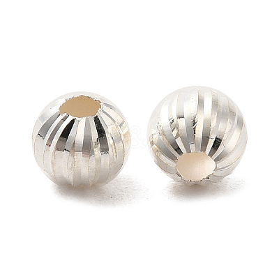 925 Sterling Silver Corrugated Round Spacer Beads STER-K178-01A-S-1