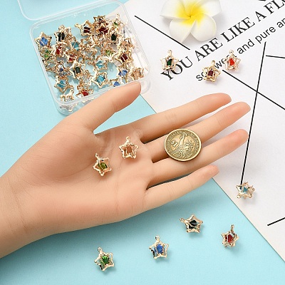 40Pcs 8 Colors Rhinestone Pendants IFIN-YW0003-95-1
