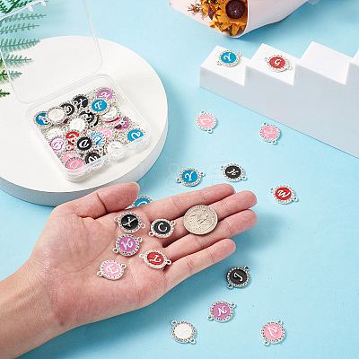 52Pcs 26 Style Alloy Enamel Links Connectors ENAM-YS0001-07-1
