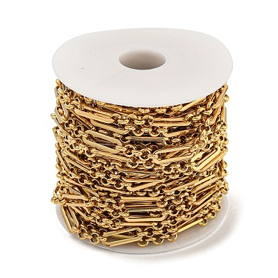 10M Ion Plating(IP) 304 Stainless Steel Oval & Round Ring Link Chains CHS-G034-03G-1