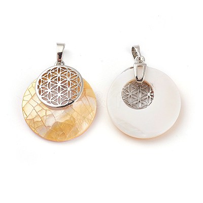 Natural Mixed Shell Pendants KK-F751-M-B-1