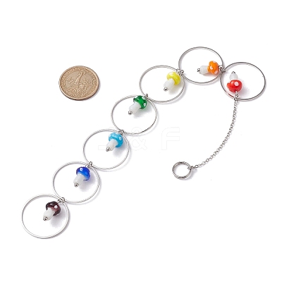 Chakra Mushroom Handmade Lampwork Pendant Decorations HJEW-JM01648-01-1