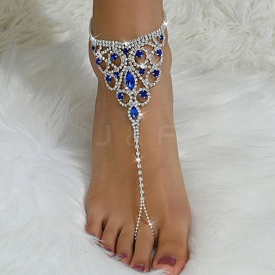 Beach Triangle Brass Rhinestone Toe Ring Anklets for Women FS-WG6EC5D-03-1