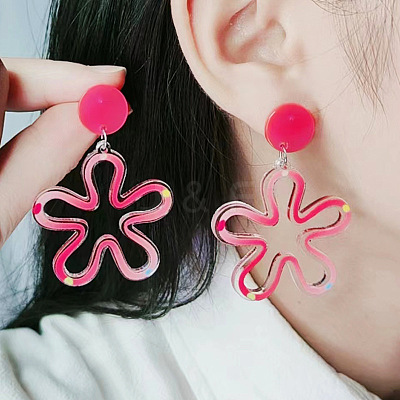 Flower Acrylic Dangle Stud Earrings FS-WG333B2-04-1