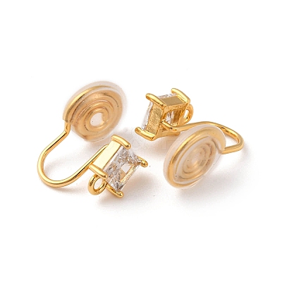 Brass Micro Pave Cubic Zirconia Ear Cuff Findings KK-F898-15B-G-1