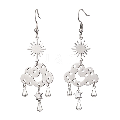 Brass & 304 Stainless Steel Dangle Earrings EJEW-TA00436-02-1