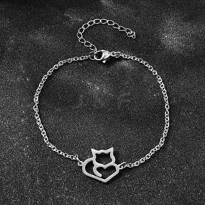 201 Stainless Steel Fox Link Bracelets BJEW-B128-05P-1