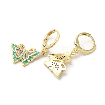 Butterfly Golden Brass Dangle Leverback Earrings EJEW-L268-035G-02-1