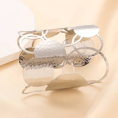 304 Stainless Steel Cuff Bangles for Women BJEW-V006-01B-P-1