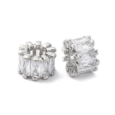 Brass Micro Pave Cubic Zirconia European Beads KK-F894-11P-1
