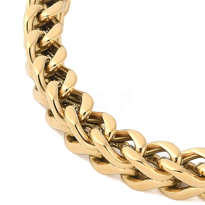 Ion Plating(IP) 304 Stainless Steel Wheat Chain Bracelets Hand Polished for Men BJEW-B093-04G-1