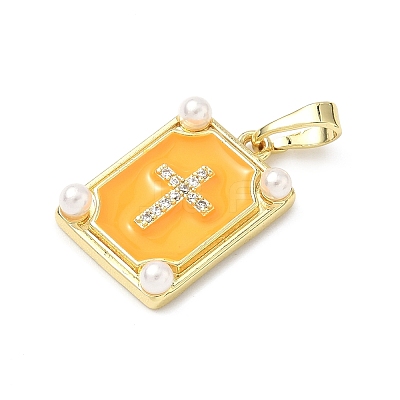 Brass Micro Pave Cubic Zirconia Pendants KK-H255-07G-04-1