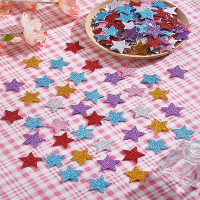 180Pcs 6 Colors EVA Glitter Powder Stickers DIY-LP0001-16-1