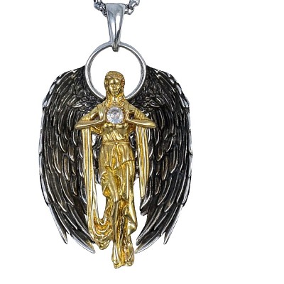 Vintage Alloy Goddess with Angel Wings Pendant Necklaces WG7F3ED-01-1