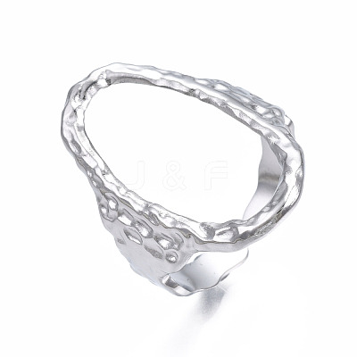 Non-Tarnish 304 Stainless Steel Oval Open Cuff Ring RJEW-T023-91P-1
