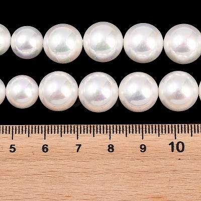 Electroplated Shell Pearl Graduated Beads Strands BSHE-C011-04-1
