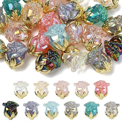 5Pcs UV Plating Transparent Acrylic Beads MACR-YW0004-28A-1