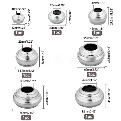 7Pcs 7 Style 201 Stainless Steel Spheres Pedestals Flagpole Base AJEW-GA0003-67-1
