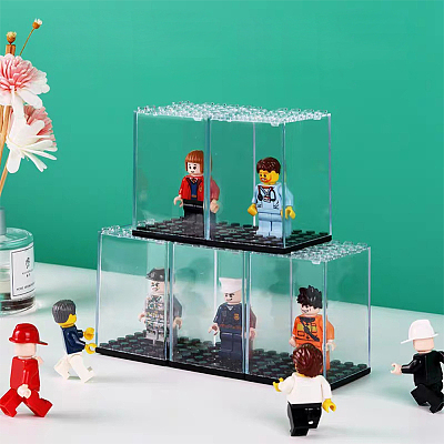 Transparent Plastic Minifigures Display Case ODIS-WH0043-25-1