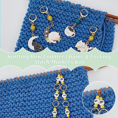 Knitting Row Counter Chains & Locking Stitch Markers Kits HJEW-AB00513-1