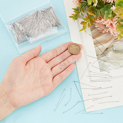 900Pcs 3 Styles 304 Stainless Steel Eye Pins STAS-PH0004-90-1