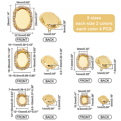 40Pcs 10 Styles Brass Cabochon Connector Setting RB-PH0001-19-1