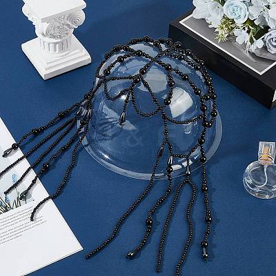 1Pc Plastic Beads Hair Chain Hat for Bridal OHAR-GF0001-52A-1