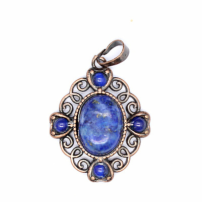 Retro Hollow Natural Lapis Lazuli Pendants PW-WG7B8C5-03-1