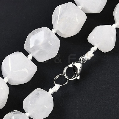 Natural Quartz Crystal Nuggets Beaded Necklaces for Women Men NJEW-K388-01D-1