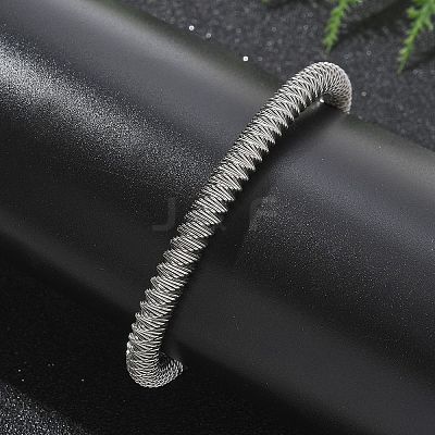 304 Stainless Steel Stretch Bangles for Women BJEW-P315-02G-P-1