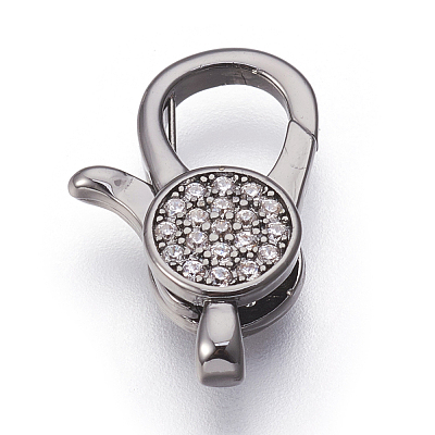 Brass Micro Pave Cubic Zirconia Lobster Claw Clasps KK-O106-28B-1