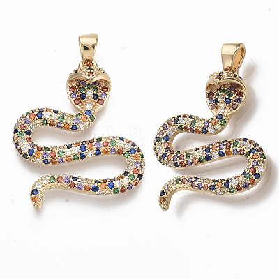 Brass Micro Pave Cubic Zirconia Pendants KK-R130-001G-NF-1