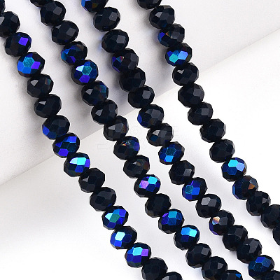 Electroplate Opaque Solid Color Glass Beads Strands EGLA-A034-P6mm-L22-1