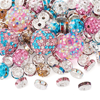 66Pcs 5 Styles Polymer Clay Pave Rhinestone Beads DIY-TA0013-93-1